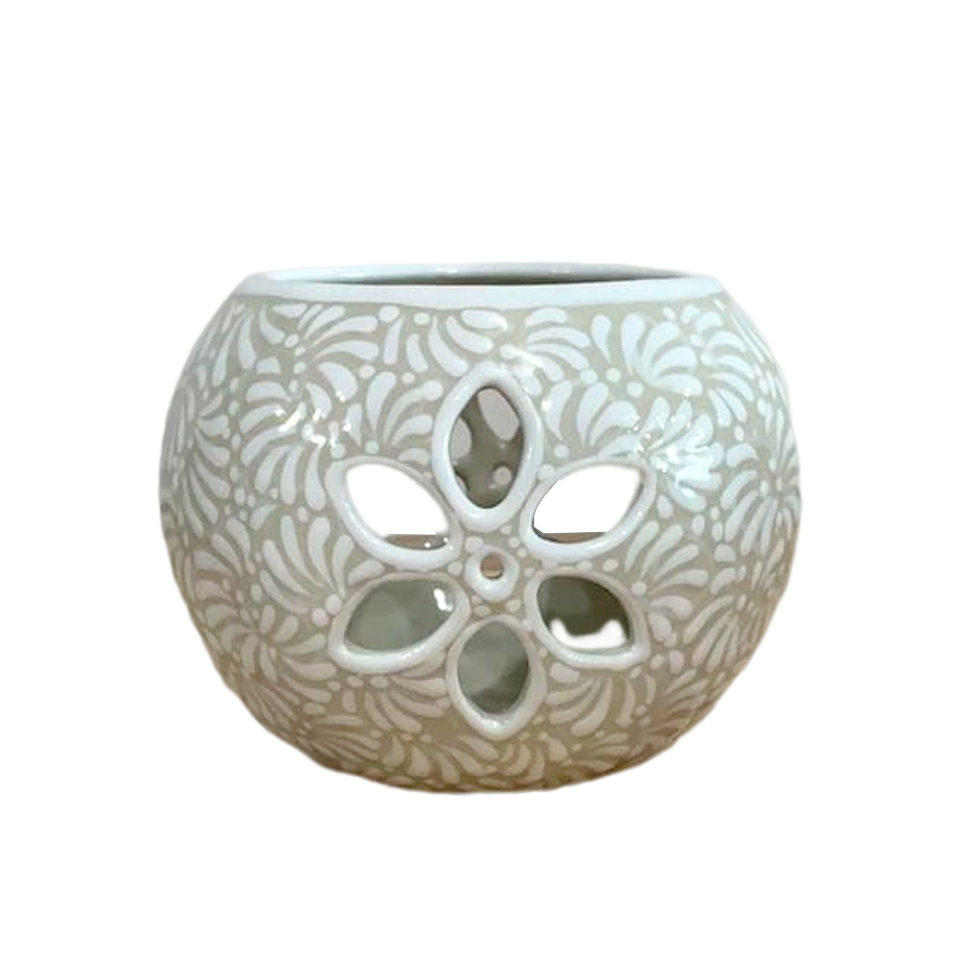 White Talavera Candle Holder